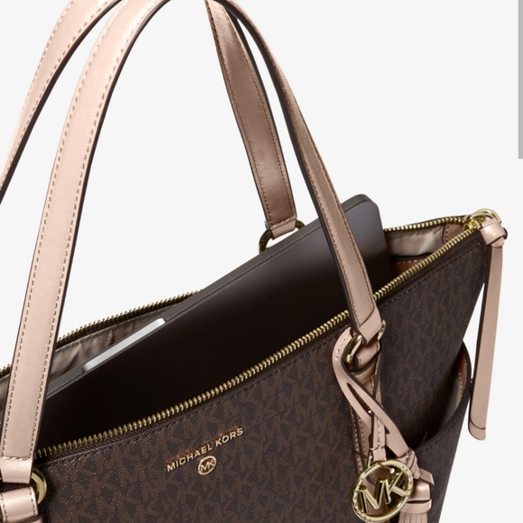 Michael Kors SULLIVAN LARGE LOGO TOP-ZIP TOTE BAG light pink and brown - Picture 2 of 3